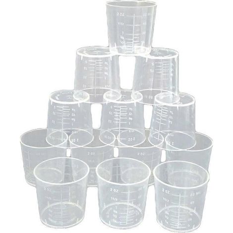 Set Mit 25 Messbechern Aus Kunststoff (60 Ml) Zum Kochen Und Backen. Digitaler Messbecher. – 5,00 X 4,20 X 4,20 Cm – Weiß