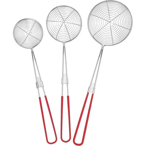 Set Mit 3 Edelstahl-sieben, Schaumlöffeln, Schöpfkellen, Lebensmittelsieben, Küchenutensilien – 32,20 X 10,00 X 2,00 Cm