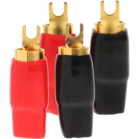 Paar Vergoldete Kupfer-crimpkabelschuhe, Awg 0, Für Lautsprecherkabel - 0ga (rot Und Schwarz)
