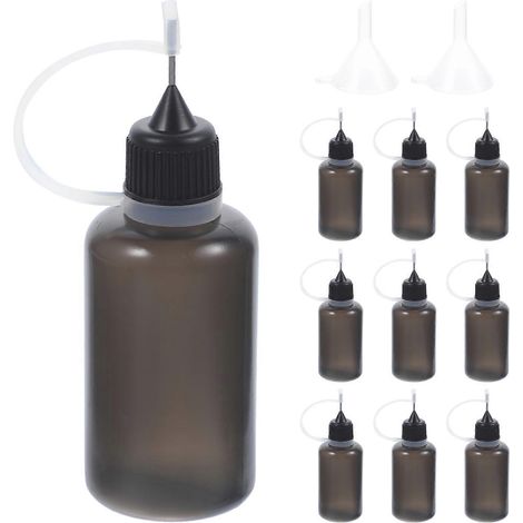 10er-packung Klebstoffflaschen Mit Nadelspitze Und Integriertem Trichter Für Heimwerkerprojekte. – 9 X 3 Cm – Schwarz