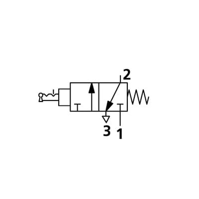 Riegler 3/2-Miniventil, manuell, Zugschalter, NC, bistabil, M5 seitl.