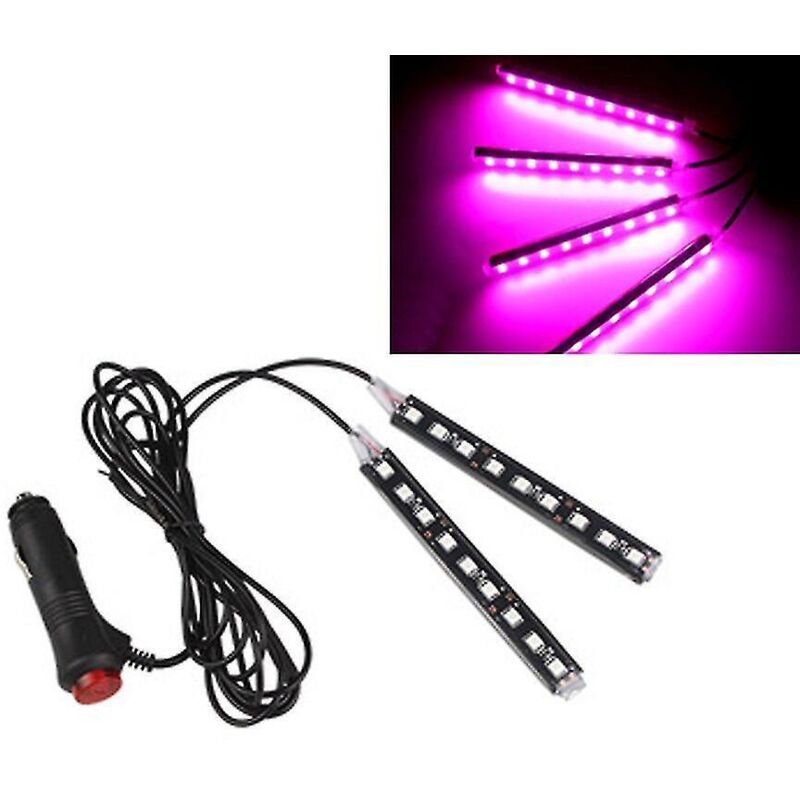 Ambientebeleuchtung Für Den Zigarettenanzünder Im Auto, 9 Selbstklebende, Mehrfarbige Leds, Für Die Zigarettenanzünderbuchse Im Armaturenbrett Oder Fußraum, Rosa