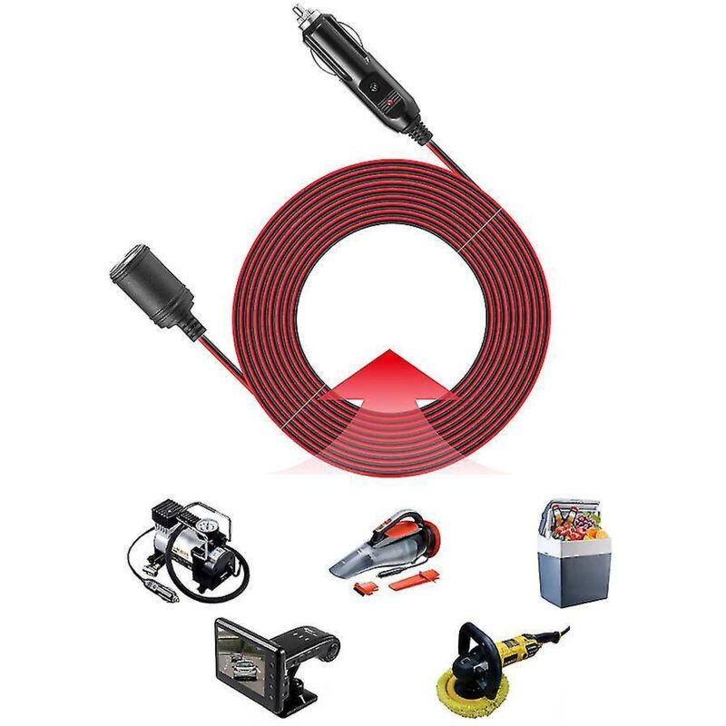 12v/24v 15a Zigarettenanzünder-verlängerungskabel Mit Eingebauter Sicherung, 3,7 M Langes Stromkabel.