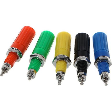 Satz Mit 5 Anschlussklemmen, 5 Farben, Lautsprechertestanschluss Mit 4 Mm Bananenstecker Und Klinkenstecker.