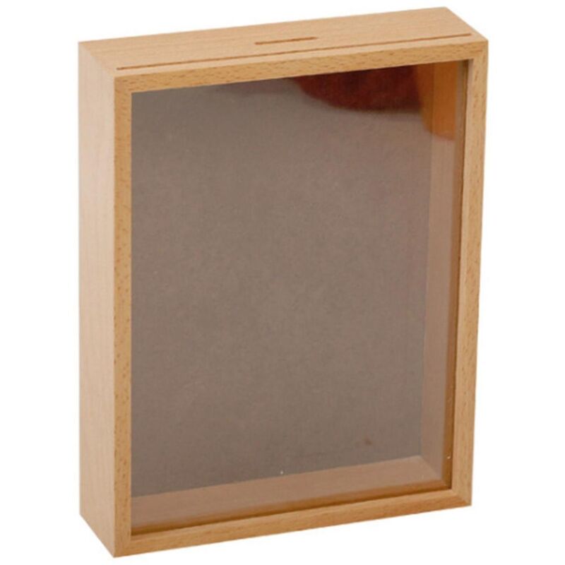 Foto-spardose Aus Holz, Sparschwein Zum Einstecken Eines Fotos, Ideales Einzugsgeschenk - 18 Cm (7 Zoll)