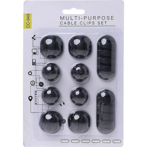 Packung Mit 10 Robusten, Selbstklebenden Kabelclips Für Schreibtische, Kabelorganisatoren Und Kabelhalter