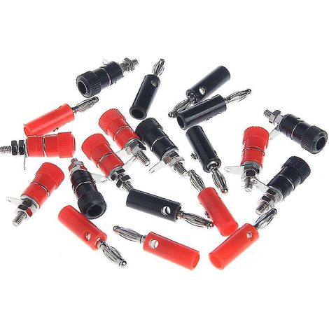 10 Paar Schwarze Und Rote 4-mm-lautsprecherstecker, Bananenstecker, Klinkenstecker.