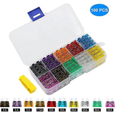 Packung Mit 100 Standard-flachsicherungen Für Automobile: 2a, 3a, 5a, 7,5a, 10a, 15a, 20a, 25a, 30a Und 35a.