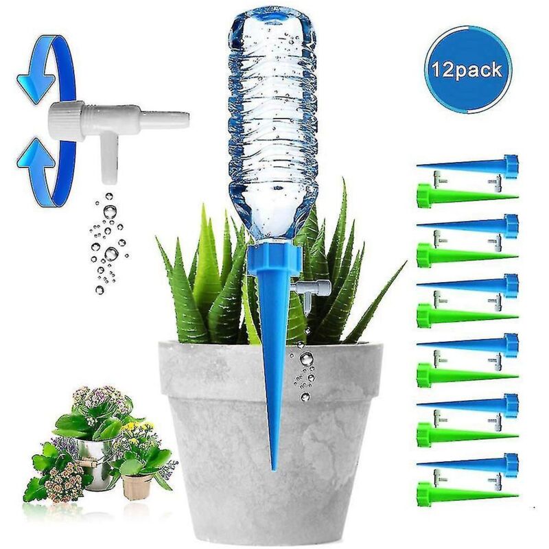 Set Mit 12 Automatischen Pflanzenbewässerungsgeräten, Spikesystem Mit Durchflussregelventil, Tropfer