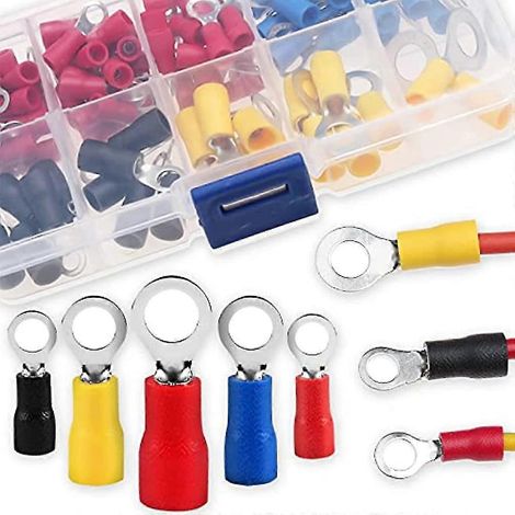 Satz Mit 102 Ring-crimp-anschlüssen, Isolierte Elektrische Steckverbinder Vom Typ O Für Anwendungen In Der Automobil-, Motorrad-, Boots- Und Elektroinstrumentenbranche.