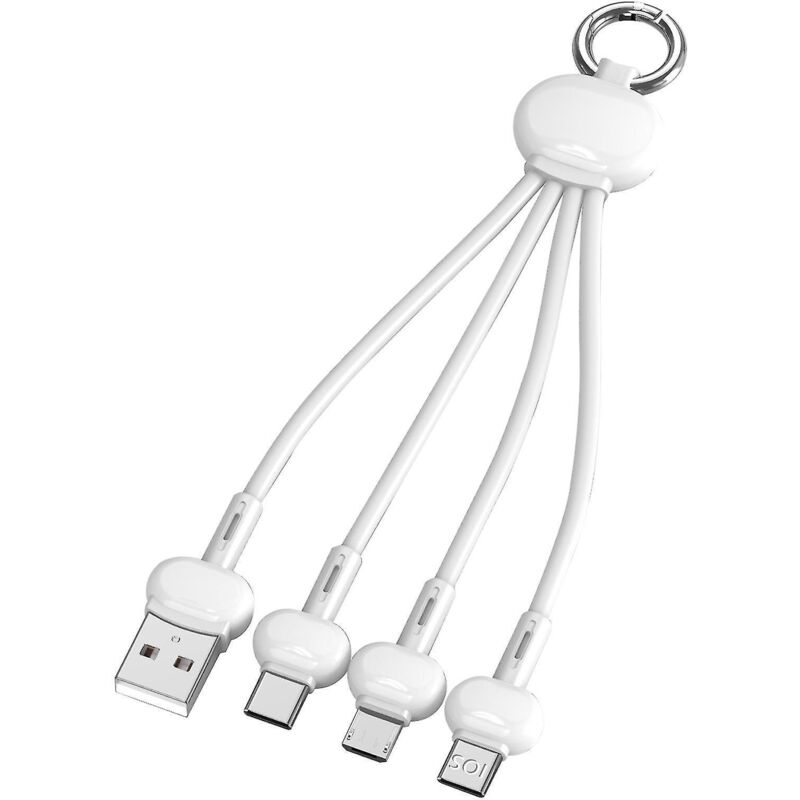 Usb-kabel, 3-in-1-tragbares Schnellladegerät Mit Usb-typ-c-, Micro-usb- Und Ip-anschlüssen, Weißer Stecker