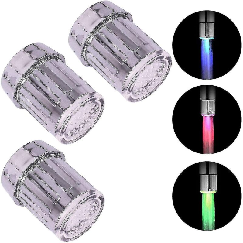 Set Aus 3 Led-leuchten Mit Abgestufter Farbtemperatur Für Wasserhahn, 3 Wasserstrahlen Mit Chamäleon-effekt