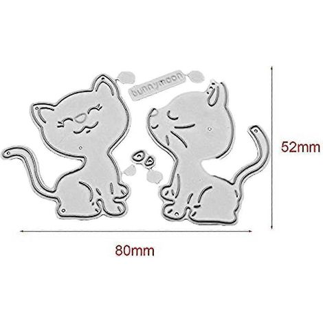 Metallene Katzen-stanzschablonen Mit Zwei Niedlichen Kätzchen, Zum Scrapbooking, Für Fotoalben, Karten Und Bastelarbeiten.