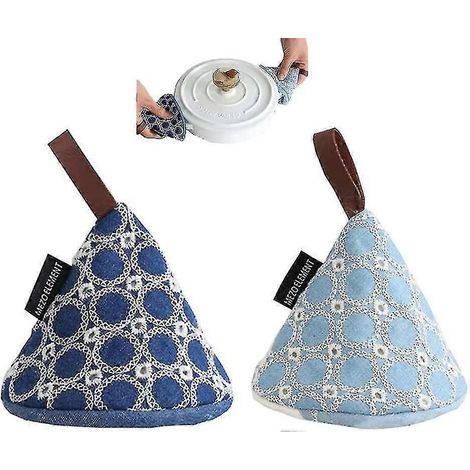 Set Mit 2 Baumwoll-ofenhandschuhen, Küchenhandschuhen, Hitzebeständigen Ofenhandschuhen, Hellblau + Dunkelblau - Farbe 1