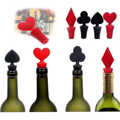 Originelle Und Witzige, Wiederverwendbare, Pokerförmige Weinstopper Für Weinflaschen. Küchen- Und Getränkezubehör (4 Stück).