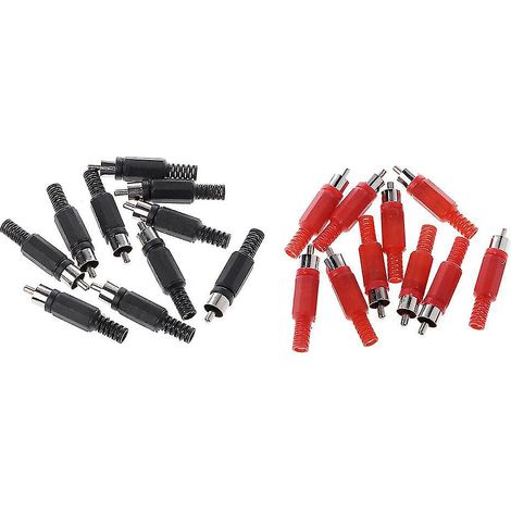 Packung Mit 20 Schwarzen Und Roten Rca-steckern (männlich) Zum Löten Für Videoadapter.