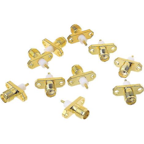 10 Hf-adapteranschlüsse Sma-buchse Mit 2 Löchern, Ptfe-flansch Zum Löten, Für Die Panelmontage.