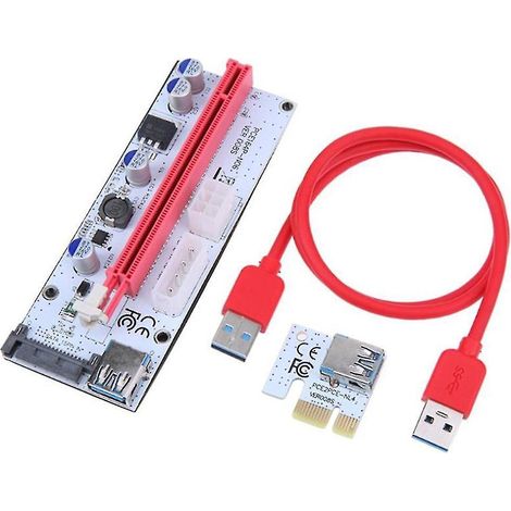 Pci-e-erweiterungskarten-kit, Pcie 1x-auf-16x-adapter, 4-pin- Und 6-pin-sata-stromkabel, Usb 3.0