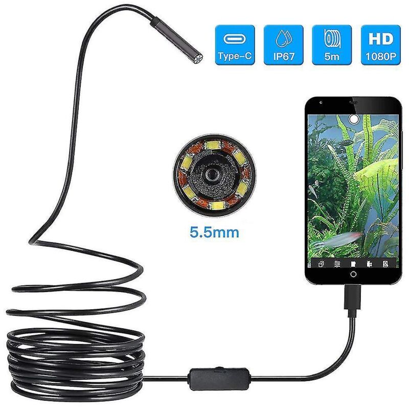 Usb-typ-c-endoskopkamera Mit 6 Einstellbaren Leds – 5 M (16,4 Ft)