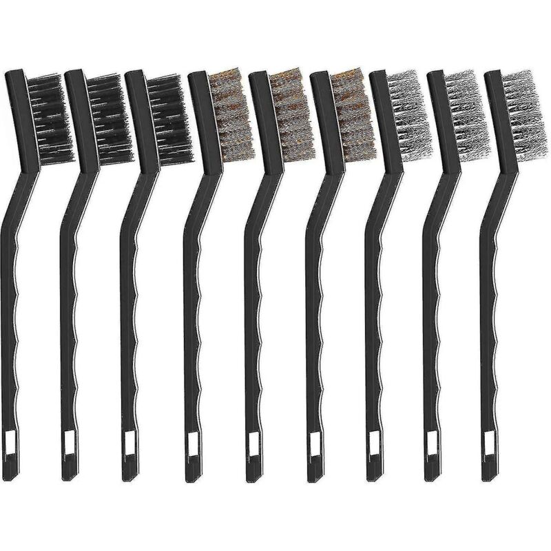 Mini-drahtbürste, Set Mit 9 Drahtbürsten, Gebogene Handdrahtbürste Aus Metall Zur Reinigung Von Schlacke Und Rückständen (7 Zoll)