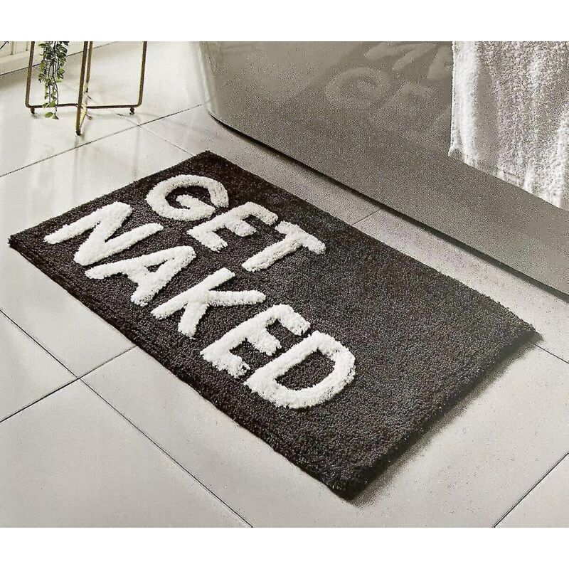 Get Naked Badematte, Schwarz-weiß, Saugfähige Rückseite, Geprägter Get Naked Schriftzug, Ultraweich Und Rutschfest (schwarz)