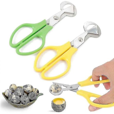 Wachteleierschere Aus Edelstahl, 2er-set, Grüner Und Gelber Taubeneieröffner