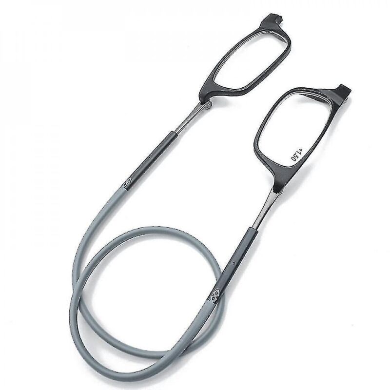 Hochwertige Magnetische Lesebrille Zum Um-den-hals-tragen, Originelles Design – 2,5-fache Vergrößerung – Grau