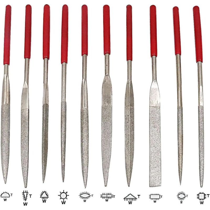 Diamant-nadelfeilen-set Mit Reinigungsbürste Und Aufbewahrungsbox. Handfeile Für Metall, Glas Und Stein, Zum Grobschnitzen, Schärfen, Entgraten, Formen Und Für Die Schmuckherstellung.