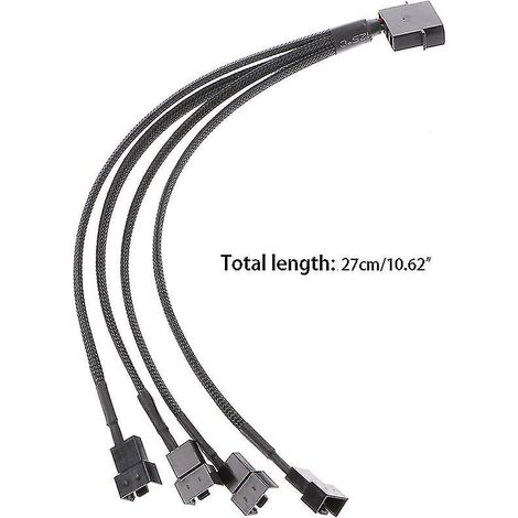 Ummanteltes Lüfterverlängerungskabel, Molex 4-pin-stecker Auf 4x Pwm 3/4-pin-stecker