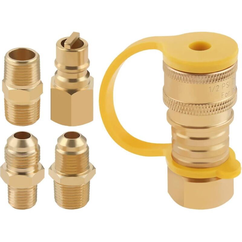 3/8"-schnellkupplungen Für Erdgas, Propangas-grill-schnellkupplungsadapter-set, Propangasschlauch-schnellkupplungsset, Messingrohrverschraubung