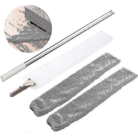 Staubwedel, Verstellbare Lange Staubbürste Und 2 Waschbare Stoffbezüge, Flacher Und Flexibler Staubmopp Zum Reinigen Von Staub Und Haaren, Unter Dem Sofa