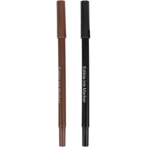 Set Mit 2 Essbaren Lebensmittelmarkern Zum Dekorieren Von Keksen Und Gebäck. – 19,00 X 1,00 X 1,00 Cm – Schwarz/hellbraun