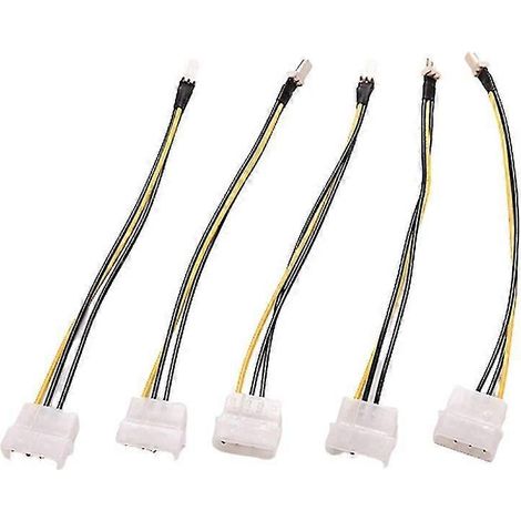 Packung Mit 5 20 Cm Adapterkabeln Für Cpu-gehäuselüfter: 4-pin Molex/ide-anschluss Auf 3-pin-anschluss.