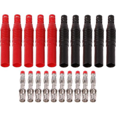 Packung Mit 10 Geraden, 4 Mm Großen, Sicherheitsisolierten Bananensteckern (stecker) Zum Löten Und Für Heimwerkerprojekte.