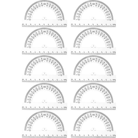 Set Mit 10 Halbkreisförmigen Winkelmessern Aus Kunststoff, Praktische Messwerkzeuge – 10,40 X 6,70 X 0,10 Cm – Weiß