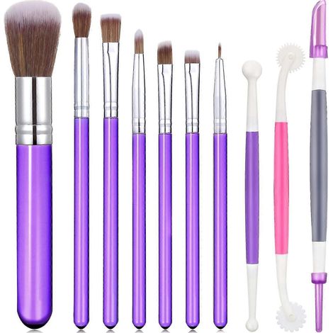 Set Mit 10 Gebäckpinseln Zum Dekorieren Von Schokoladen- Und Zuckerkeksen.