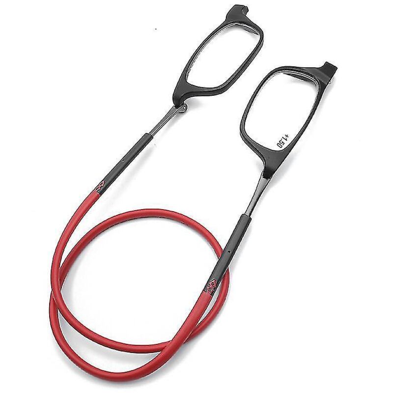 Hochwertige Magnetische Lesebrille Zum Um-den-hals-tragen, Originelles Design – 3-fache Vergrößerung – Rot