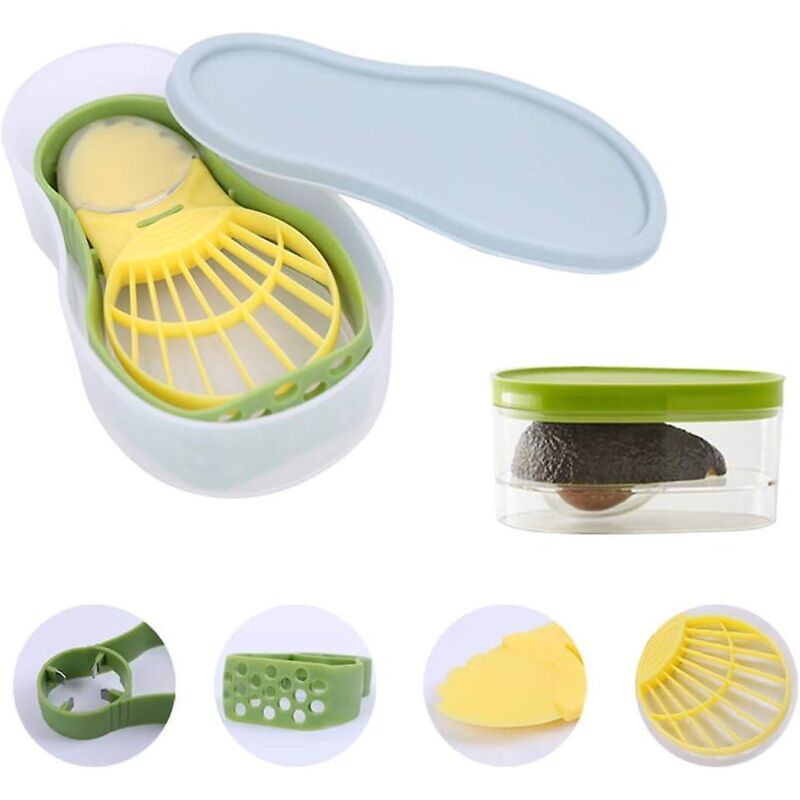 5-in-1 Avocado-werkzeugset – Enthält Einen Avocadoschneider, Einen Hobel, Ein Sicherheitsmesser, Einen Aufbewahrungsbehälter, Einen Löffel Und Einen Kartoffelstampfer.