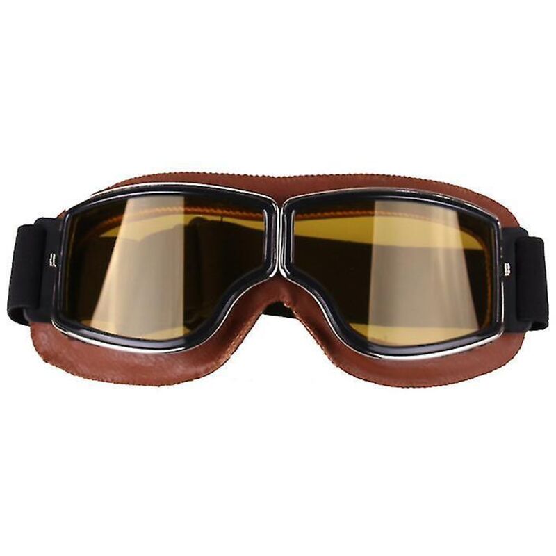 Retro-motorradbrille Im Harley-stil In Braun Und Gelb, Winddicht Für Offroad-fahrten Im Freien