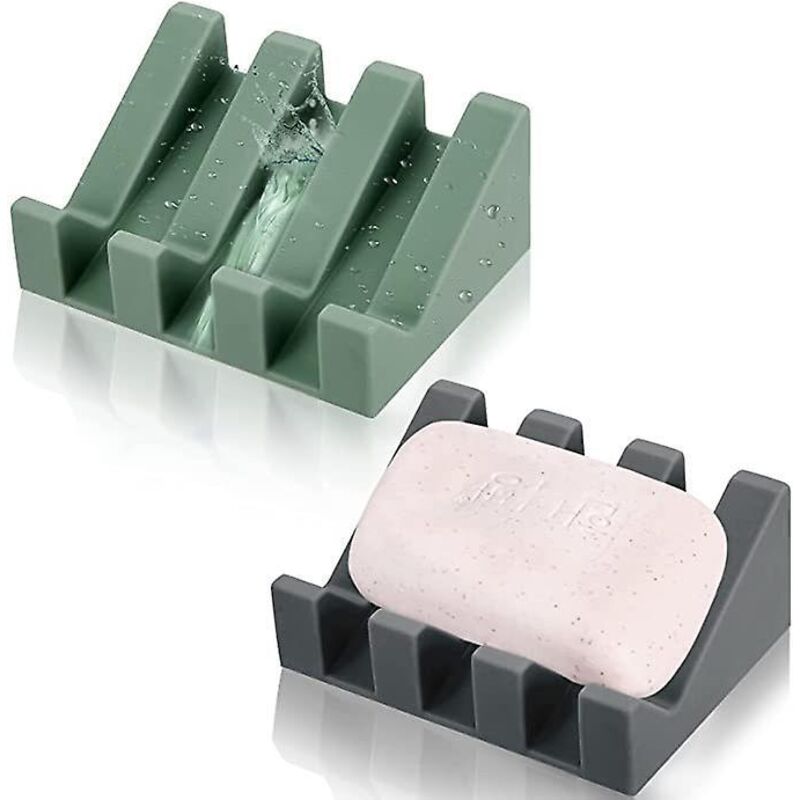 Set Mit 2 Silikon-seifenschalen Für Küche Und Bad – Schwarz Und Grün