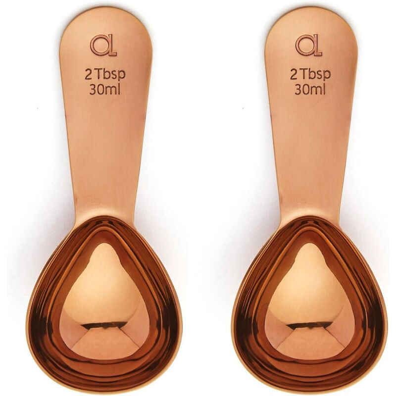 Set Mit 2 Kaffeemesslöffeln Aus Edelstahl – 2 Esslöffel – Ideal Für Kaffee, Tee Und Mehr – Roségold