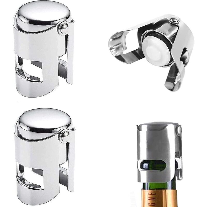 Set Mit 4 Champagnerverschlüssen Aus Edelstahl – Sicherer Verschluss Für Sektflaschen, Auslaufsicher Und Tropffrei