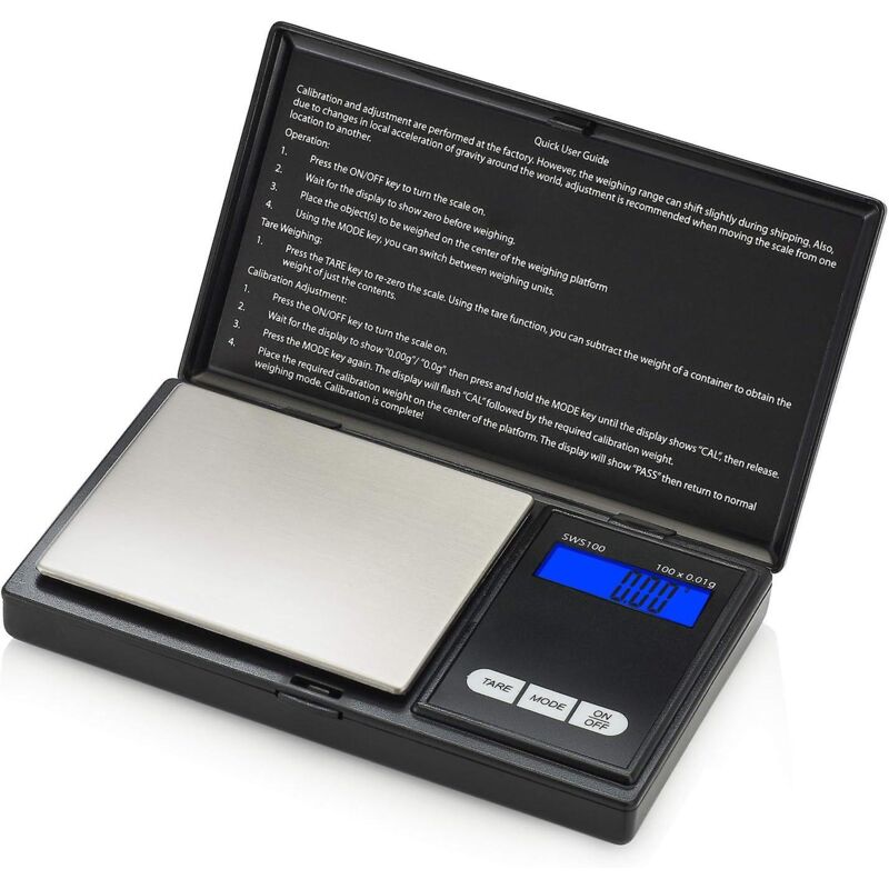 Mini-präzisionswaage Für Schmuck, 100 G Kapazität, 0,1 G Schritte, Tara-funktion, 0,01 G Genauigkeit, Edelstahl, Schwarz