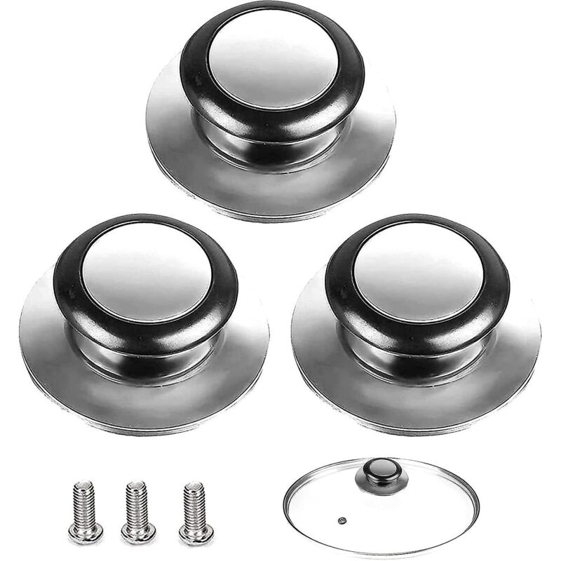Set Aus 3 Edelstahlgriffen Für Glasdeckel