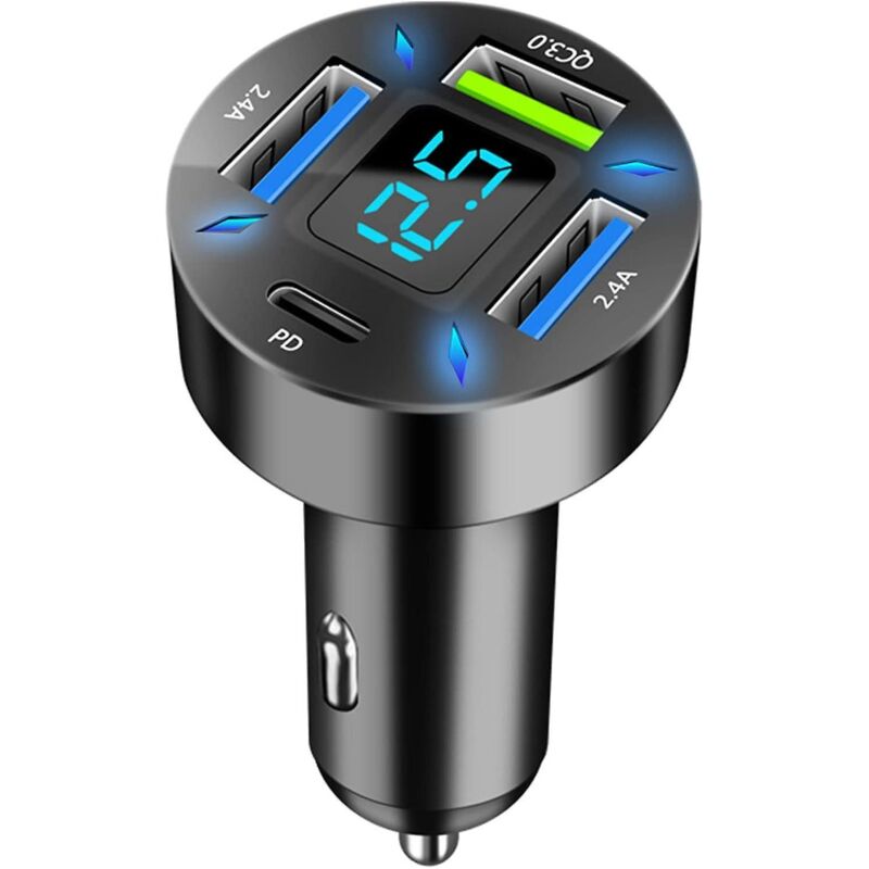 4-port-schnell-usb-autoladegerät Mit Qc3.0 Und Pd, Led-voltmeter – 50 W
