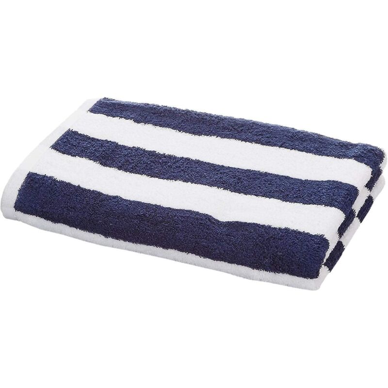 Set Mit 1 Marineblau Gestreiftem Strandtuch