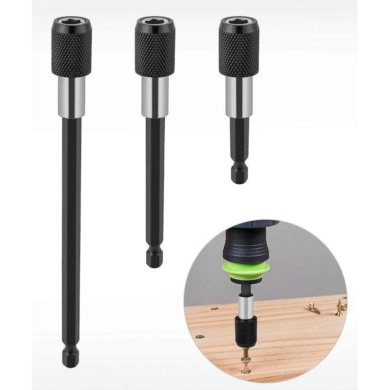 Set Mit 3 Magnetischen Verlängerungsstangen – Schnellwechsel-schraubendreherbithalter Für 1/4"-sechskantbits – 60 Mm, 100 Mm, 150 Mm