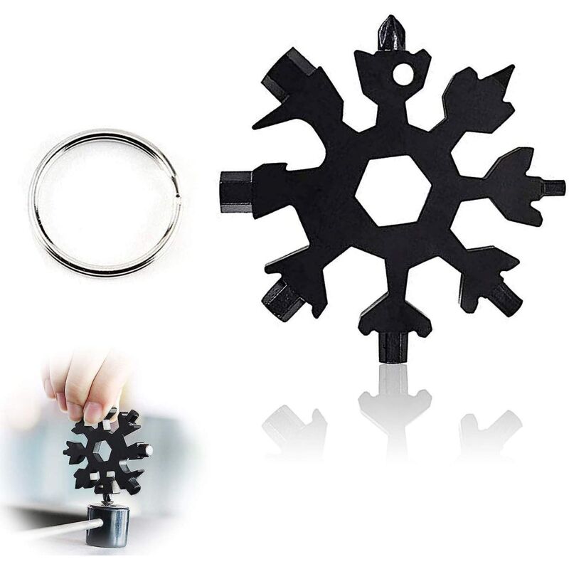 Snowflake Multifunktionswerkzeug – 18-in-1 Tragbarer Edelstahl-schraubenschlüssel Und Flaschenöffner Mit Schlüsselring