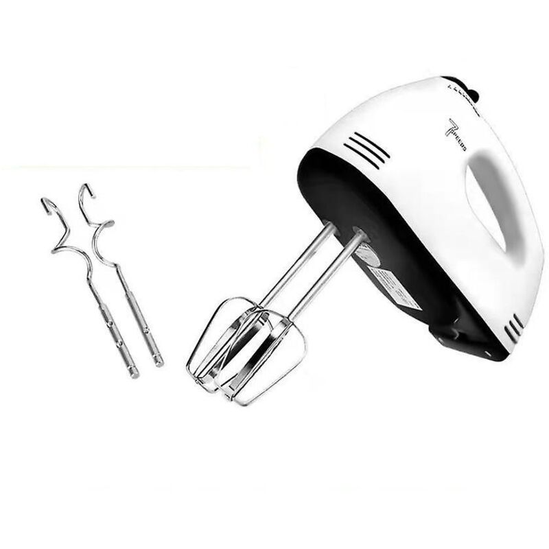 Kompakter Elektrischer Mixer Mit 260 W Leistung Und 7 Geschwindigkeitsstufen, Inklusive 2 Schneebesen Und 2 Knethaken Aus Edelstahl.
