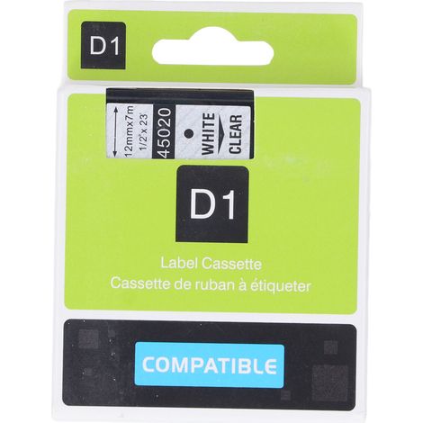 12 Mm 23 Fuß Langes, Wasser- Und Ölbeständiges Etikettenband, Langlebige Tinte, Kompatibel Mit Lm210d Lp420 M500ts, Weiß Auf Transparent.